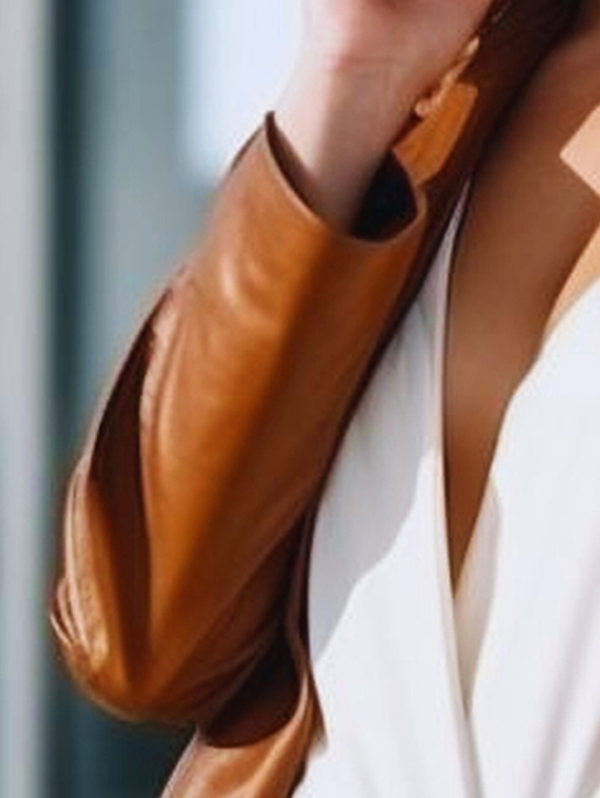 Cognac Leather Trench-thumb