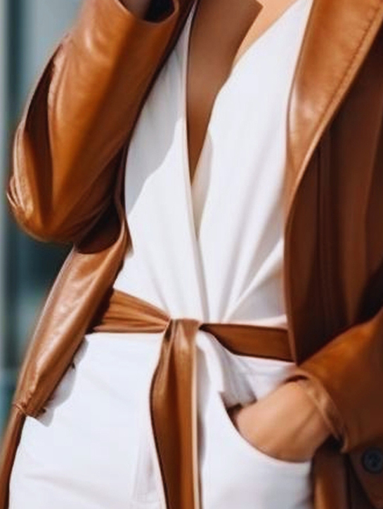 Cognac Leather Trench-thumb