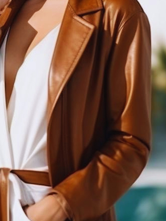 Cognac Leather Trench-Thumb